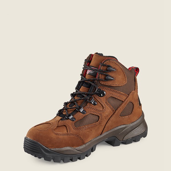 Red Wing Mens Hiking Boots - Truhiker - 6-inch Waterproof Safety Toe - Brown - PJK621743